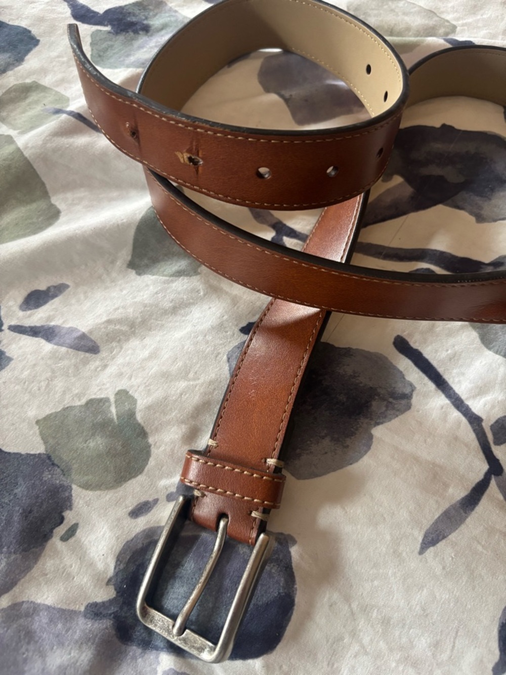 Goodfellow & Co Brown Leather Belt with Silver Buckle